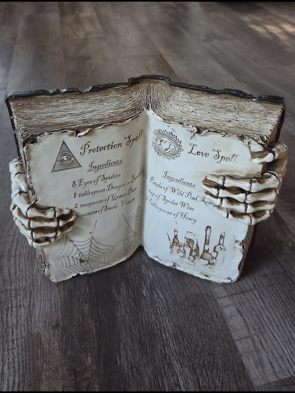 Gothic Halloween Skeleton Witchy Spell Book Large Tabletop Decor